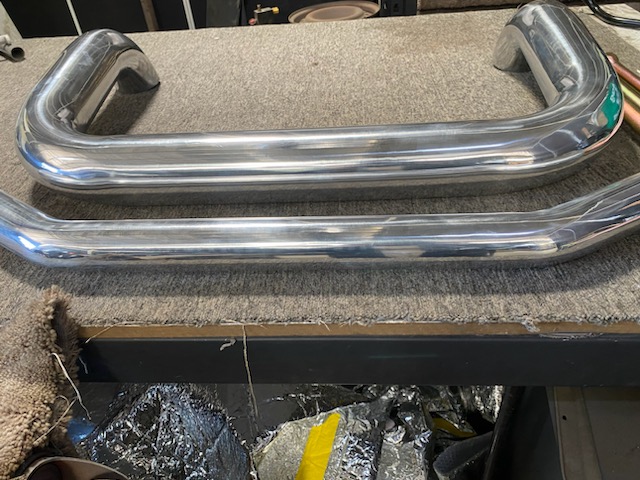 Polished chrome bumper bars with mirror finish